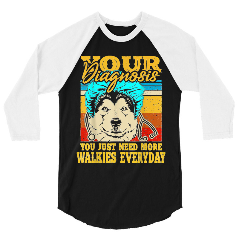 Alaskan Klee Kai Malamute Siberian Husky Dog Walking Humor 3/4 Sleeve Shirt | Artistshot