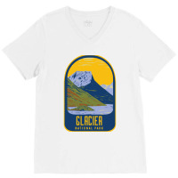 Glacier National Park Retro V-neck Tee | Artistshot