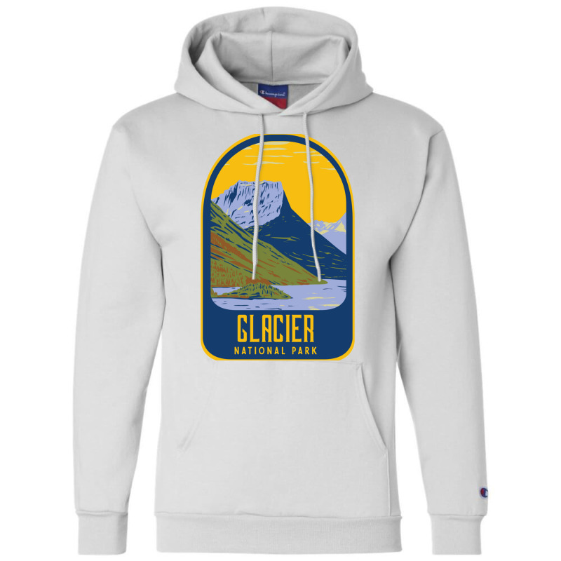 Glacier National Park Retro Champion Hoodie by MONIQUEWORTH | Artistshot