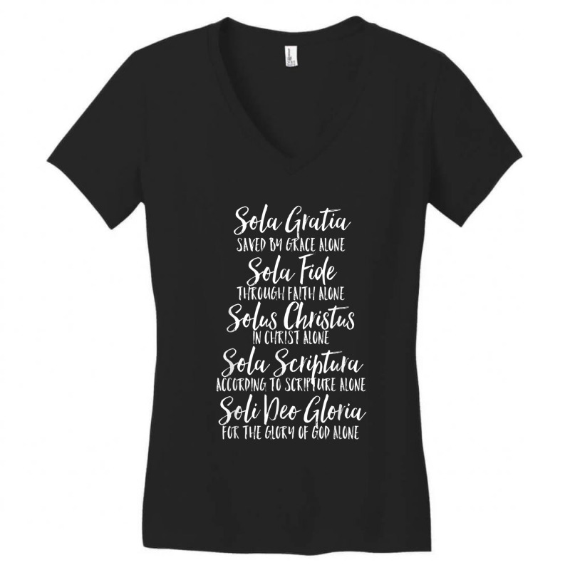 Five Solas Latin And English Cute Script Text Women's V-Neck T-Shirt by DarionMurray | Artistshot