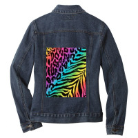 Combination Of Tiger And Cheetah Skin .png Ladies Denim Jacket | Artistshot