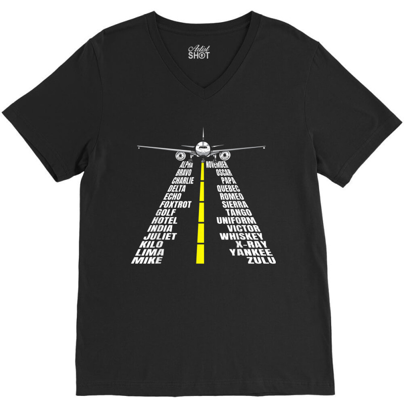 Phonetic Alphabet Aircraft Pilot Plane Aviator Airplane V-neck Tee | Artistshot