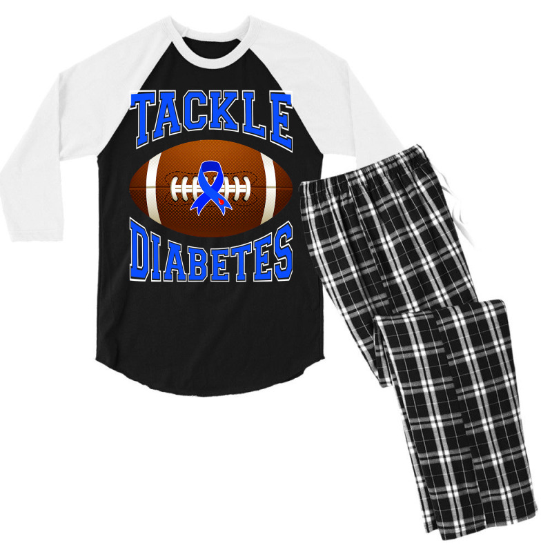 Football Tackle Diabetes Awareness Blue Ribbon Men's 3/4 Sleeve Pajama Set by cm-arts | Artistshot