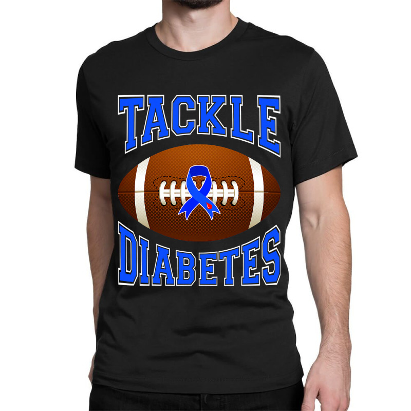 Football Tackle Diabetes Awareness Blue Ribbon Classic T-shirt by cm-arts | Artistshot