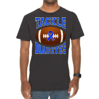 Football Tackle Diabetes Awareness Blue Ribbon Vintage T-shirt | Artistshot