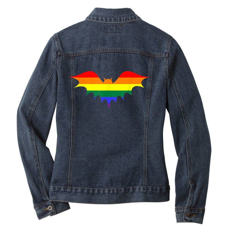 Mens Gay Pride Vampire Sex Slang Halloween Bat Lgbtq Flag Humor Ladies Denim Jacket by CassieKim | Artistshot