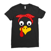 Thanksgiving Turkey Face Red Polka Dots Bandana Headband Fun Long Slee Ladies Fitted T-shirt | Artistshot