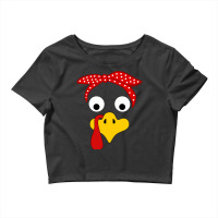 Thanksgiving Turkey Face Red Polka Dots Bandana Headband Fun Long Slee Crop Top | Artistshot