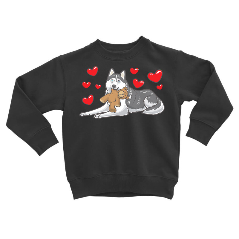 Siberian Husky T  Shirt Siberian Husky Dog With Stuffed Animal T  Shir Toddler Sweatshirt by sengeryasmin | Artistshot