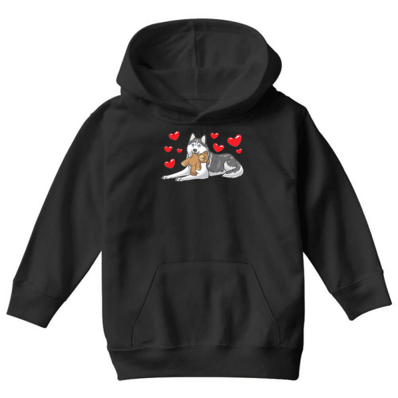 Siberian Husky T  Shirt Siberian Husky Dog With Stuffed Animal T  Shir Youth Hoodie by sengeryasmin | Artistshot