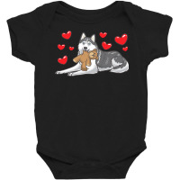 Siberian Husky T  Shirt Siberian Husky Dog With Stuffed Animal T  Shir Baby Bodysuit | Artistshot