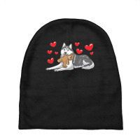 Siberian Husky T  Shirt Siberian Husky Dog With Stuffed Animal T  Shir Baby Beanies | Artistshot