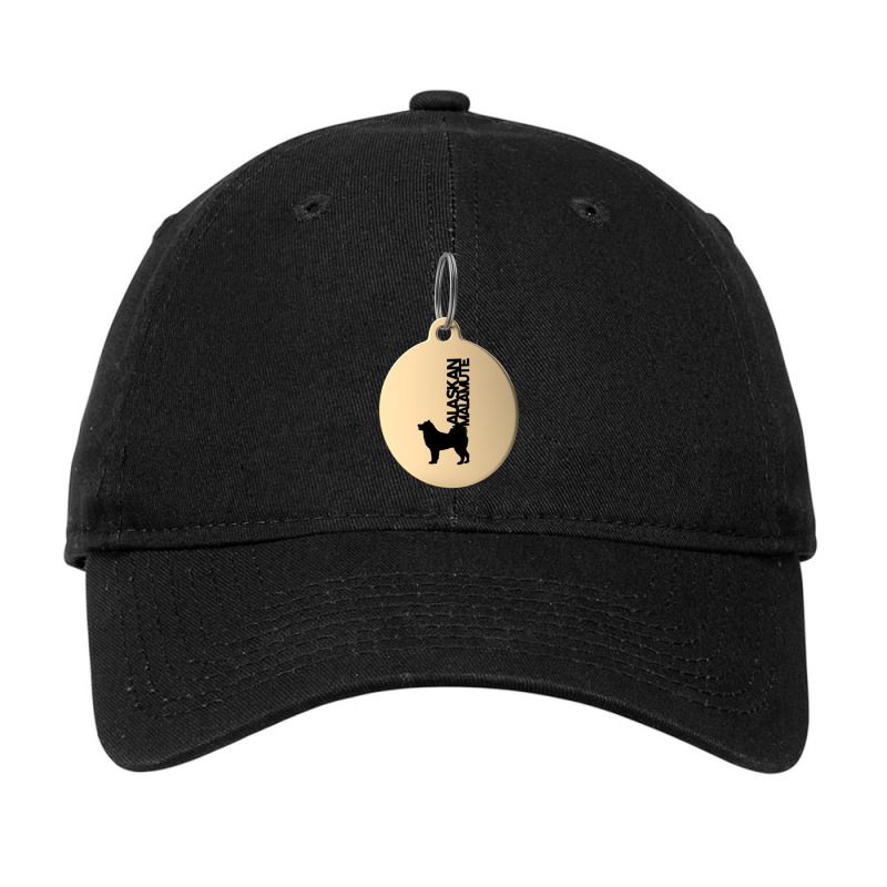 Alaskan Malamute Silhouette In Black And White On Gold Keyring Adjustable Cap | Artistshot