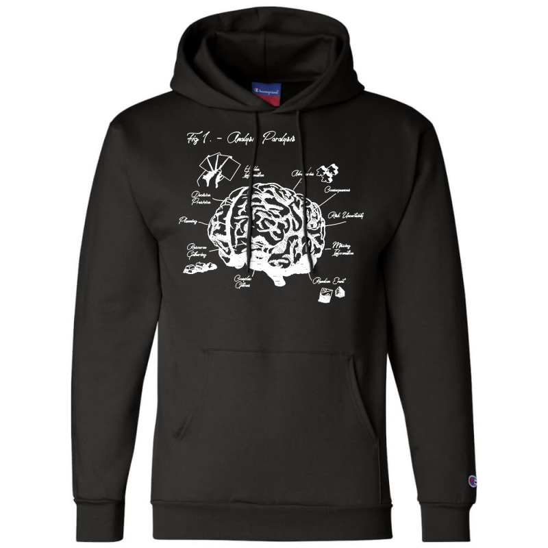 Analysis Paralysis White Print Classic Champion Hoodie by cm-arts | Artistshot