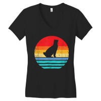 Manx Cat For Cat People Vintage Sunset Retro Cat Women's V-neck T-shirt | Artistshot