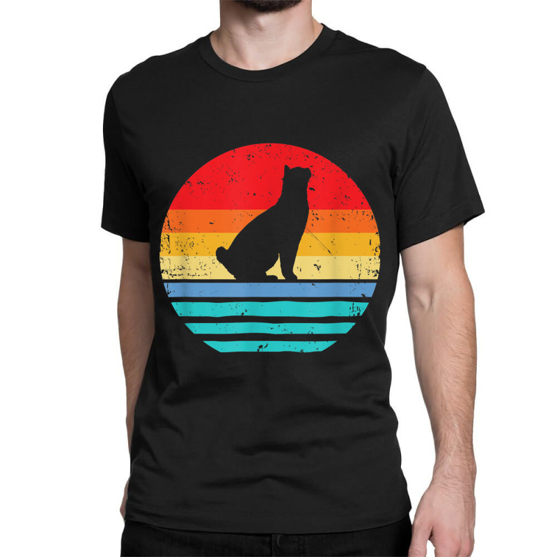 Manx Cat For Cat People Vintage Sunset Retro Cat Classic T-shirt by HailieKey | Artistshot