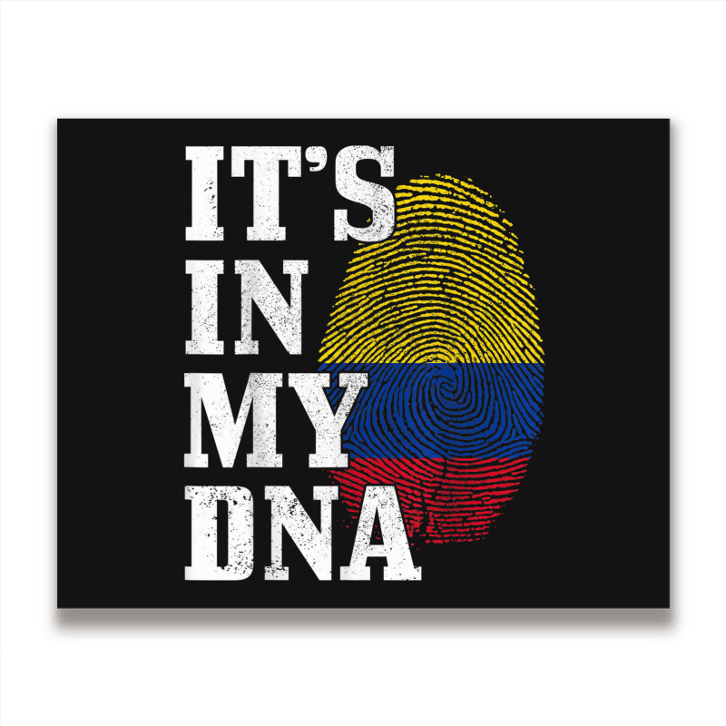 Colombia Its In My Dna Fingerprint Colombian Flag Pride Metal Print Horizontal by AmberKelsey | Artistshot