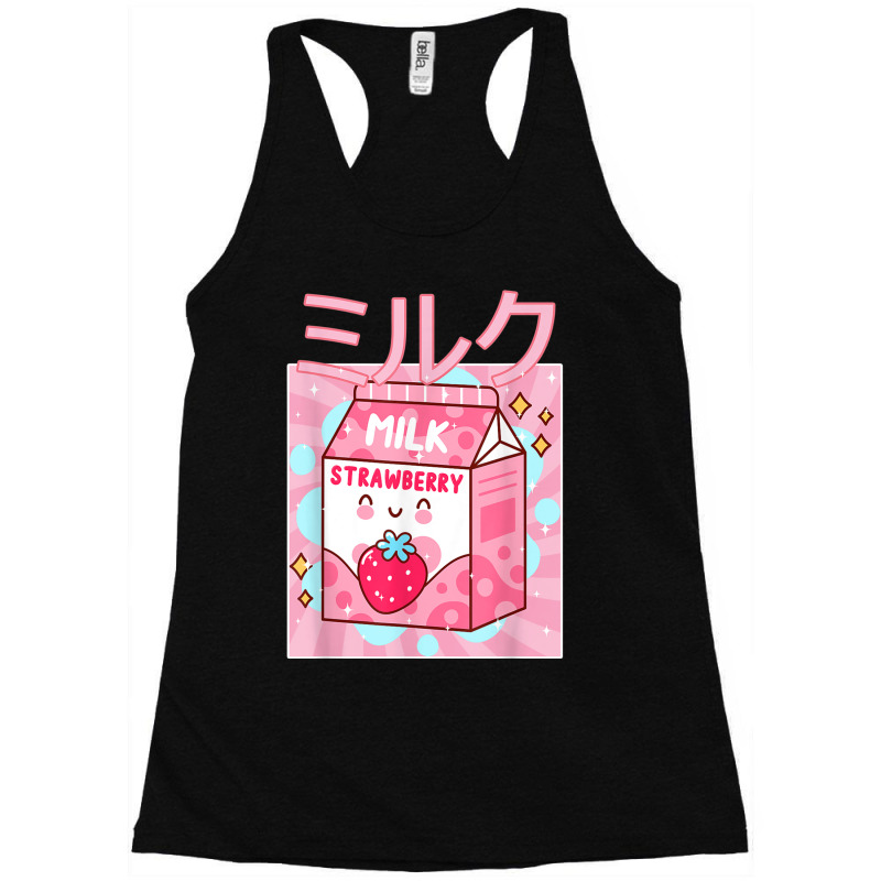 Funny Retro 90s Japanese Kawaii Strawberry Milk Shake Carton Racerback Tank by CourtneyGwirtz | Artistshot