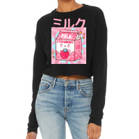 Funny Retro 90s Japanese Kawaii Strawberry Milk Shake Carton Cropped Sweater | Artistshot