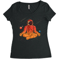 Colorful Lotus Meditating Astronaut Meditation Outer Space Women's Triblend Scoop T-shirt | Artistshot