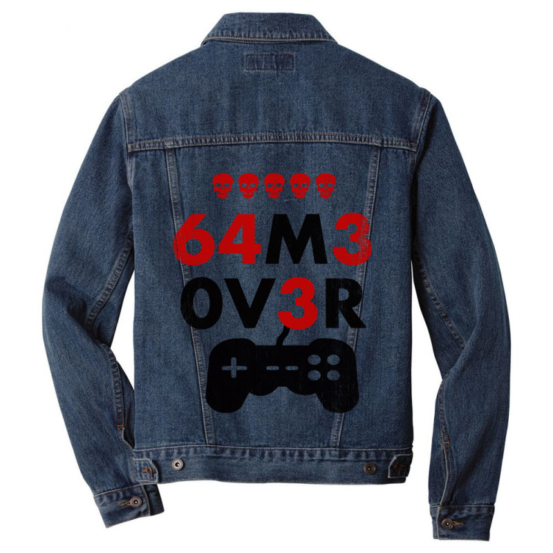 Game Over Leet Code Style  64m3 0v3r  Red And Black Men Denim Jacket by cm-arts | Artistshot