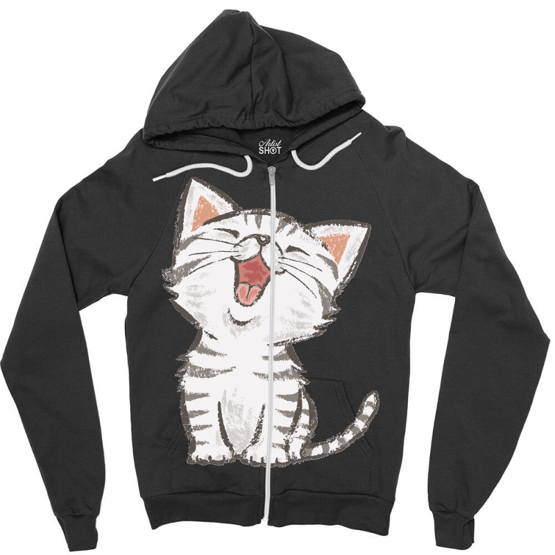 American Shorthair Happy Zipper Hoodie by cm-arts | Artistshot