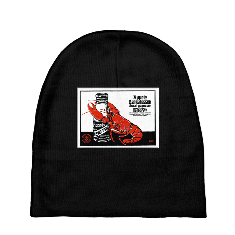 Seafood 1879 German Lobster Crawfish Crustacean Retro Long Sleeve T Sh Baby Beanies | Artistshot