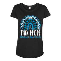 Type 1 Diabetes Awareness T1d Mom Blue Ribbon Rainbow T Shirt Maternity Scoop Neck T-shirt | Artistshot