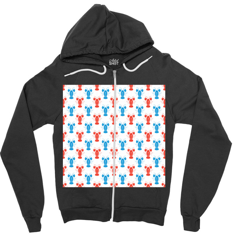 Crustaceancore Lobster Pattern Zipper Hoodie | Artistshot