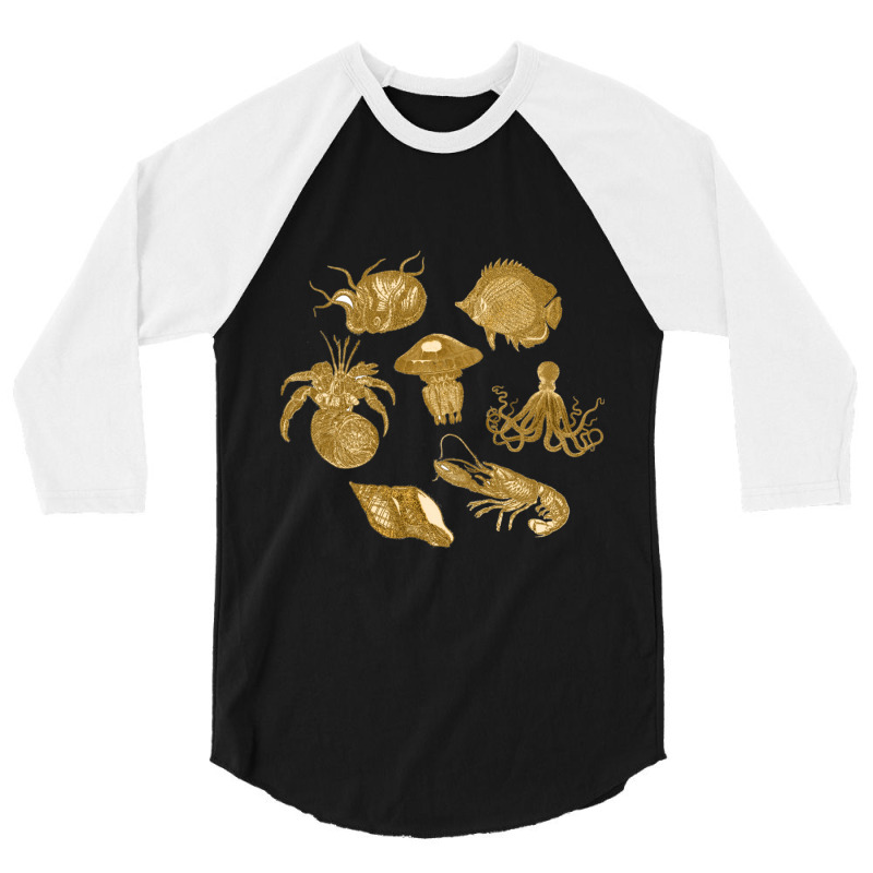 Golden Crustaceancore 3/4 Sleeve Shirt | Artistshot