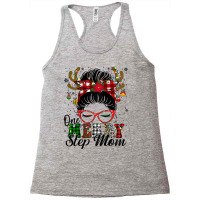 Womens One Merry Step Mom Messy Bun Christmas Family Xmas Pajamas Ragl Racerback Tank | Artistshot