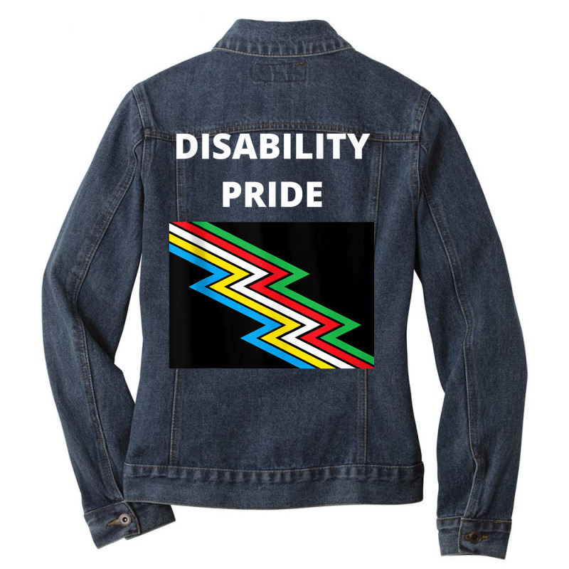 Disability Pride With Flag Tank Top Ladies Denim Jacket by cm-arts | Artistshot