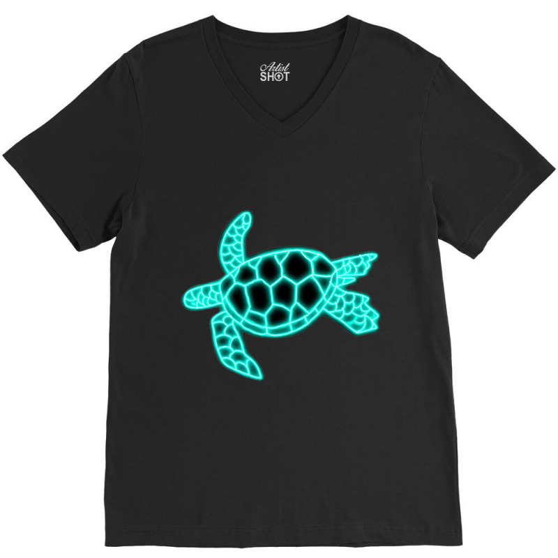 Neon Sea Turtle V-neck Tee | Artistshot