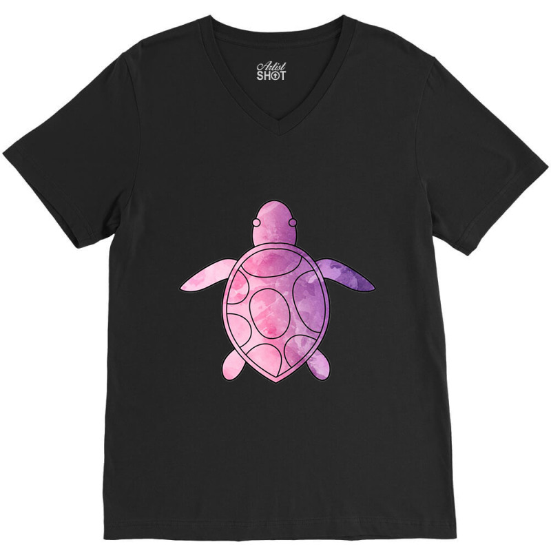 Sea Turtle Purple Watercolor V-neck Tee | Artistshot