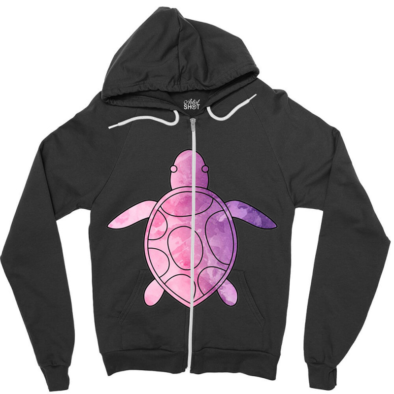 Sea Turtle Purple Watercolor Zipper Hoodie | Artistshot