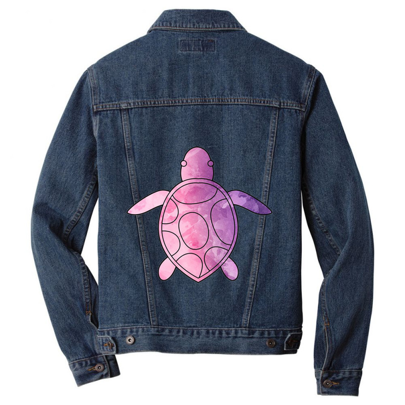 Sea Turtle Purple Watercolor Men Denim Jacket | Artistshot