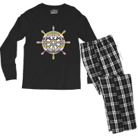 Ship Wheel Green Striped Men's Long Sleeve Pajama Set | Artistshot