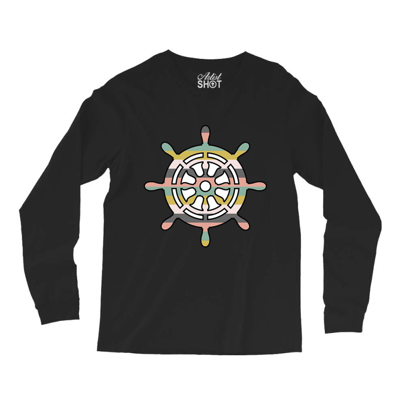 Ship Wheel Green Striped Long Sleeve Shirts | Artistshot