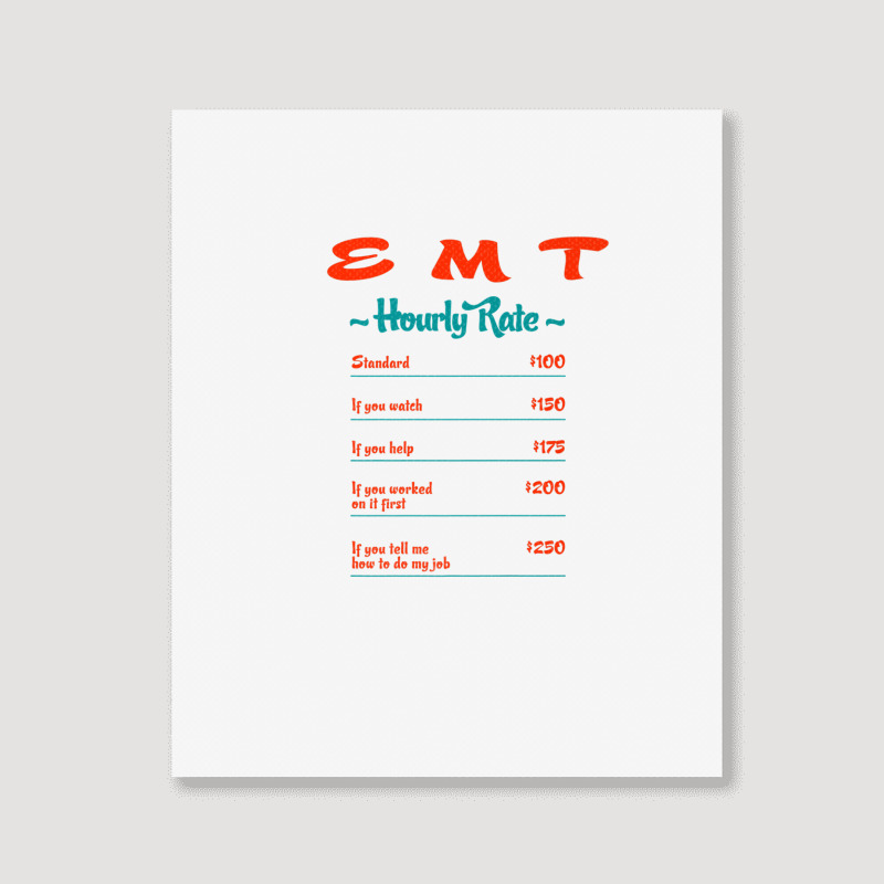 Emt Hourly Rate Paramedic Funny Emergency Medical Technician Portrait Canvas Print | Artistshot