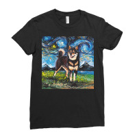 Shiba Inu T  Shirt Black And Tan Shiba Inu Night T  Shirt Ladies Fitted T-shirt | Artistshot