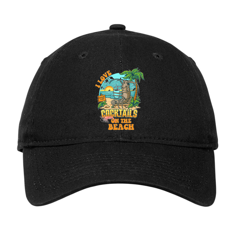 Crustacean Core, I Love Cocktails On The Beach Adjustable Cap | Artistshot