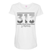 Detroit 313 Area Code Skyline Michigan Vintage T Shirt Maternity Scoop Neck T-shirt | Artistshot