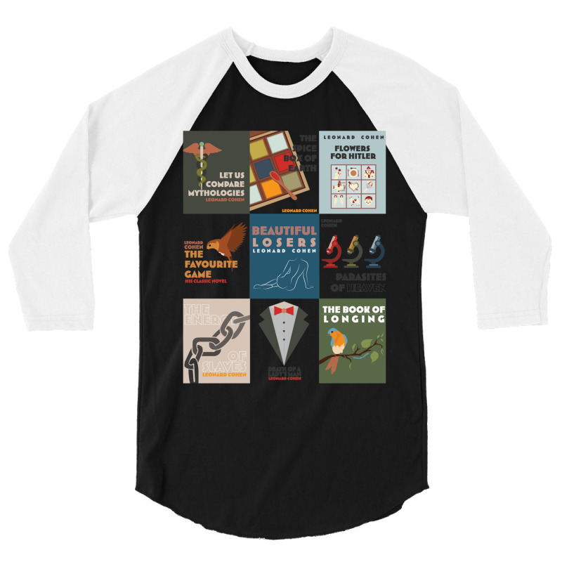 Books Of Leonard Cohen Minimalist Poetry Art 3/4 Sleeve Shirt | Artistshot