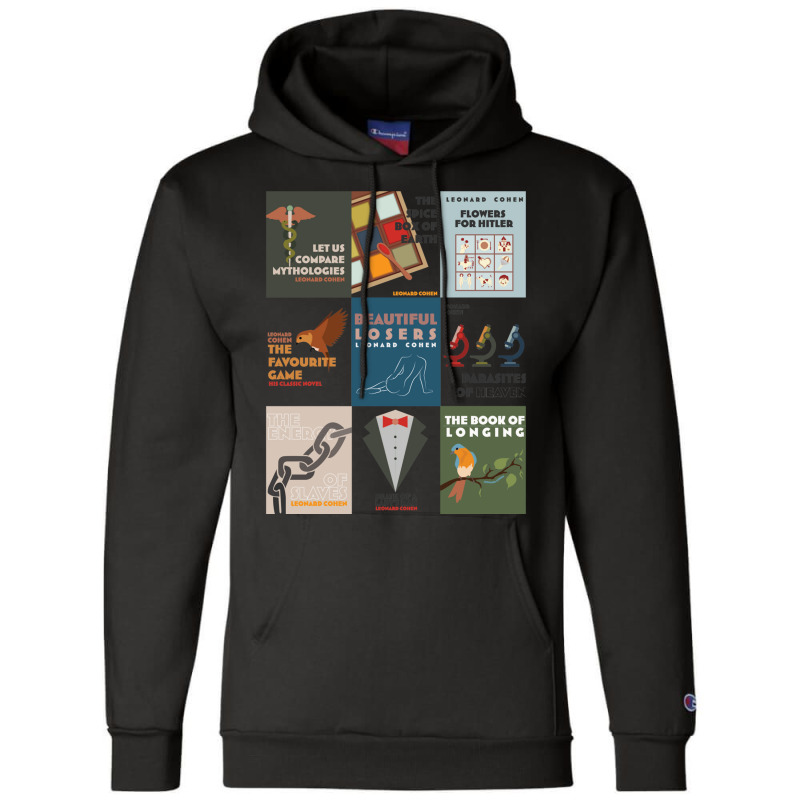 Books Of Leonard Cohen Minimalist Poetry Art Champion Hoodie | Artistshot