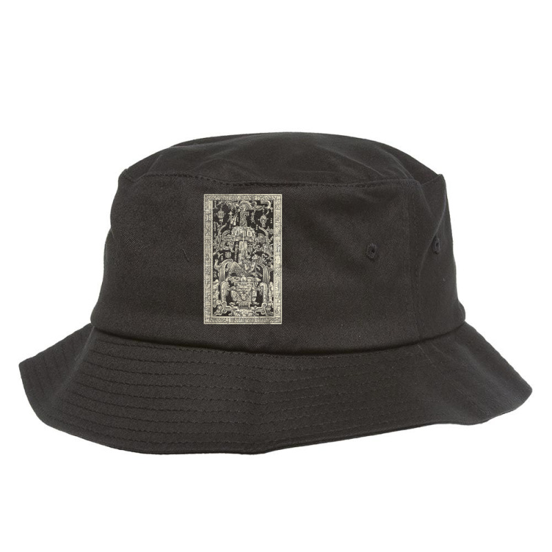 King Pakal's Spaceship Mayan Time Traveler Ancient Carving Bucket Hat by CruzChapman | Artistshot