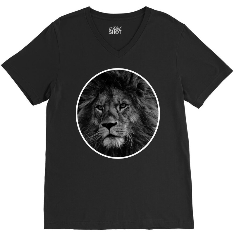 Black And White Lion V-Neck Tee by BELLINI | Artistshot