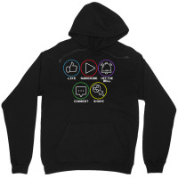 Like Subscribe Hit The Bell Comment Share Livestreaming Unisex Hoodie | Artistshot