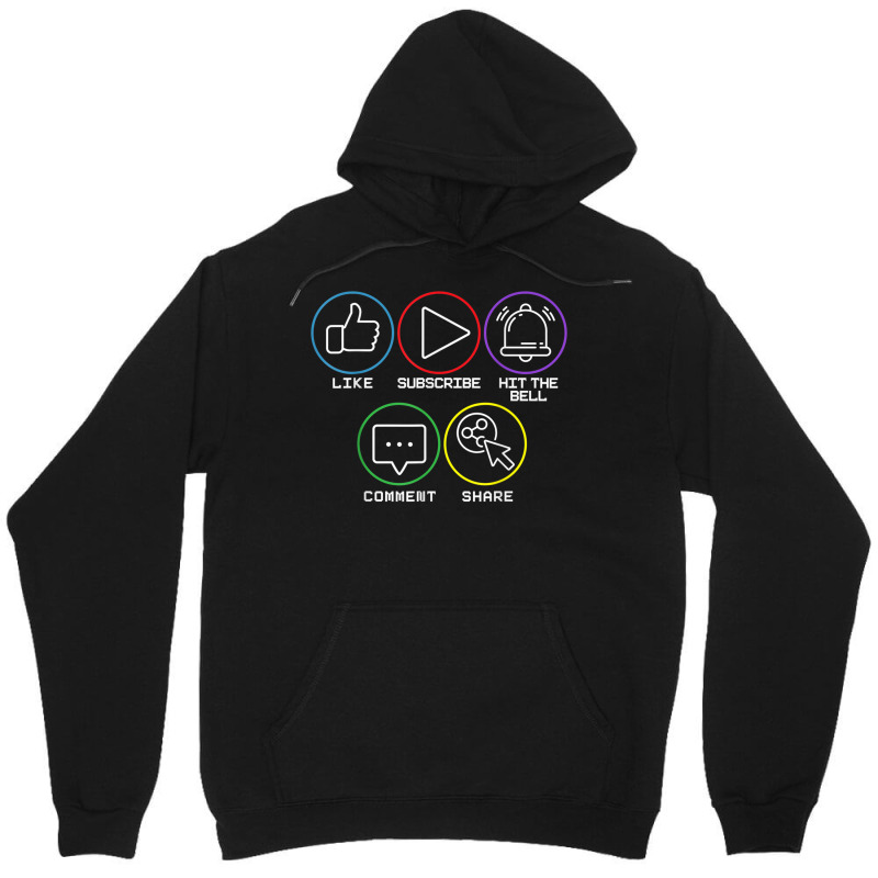 Like Subscribe Hit The Bell Comment Share Livestreaming Unisex Hoodie by IsabelConstance | Artistshot