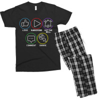 Like Subscribe Hit The Bell Comment Share Livestreaming Men's T-shirt Pajama Set | Artistshot