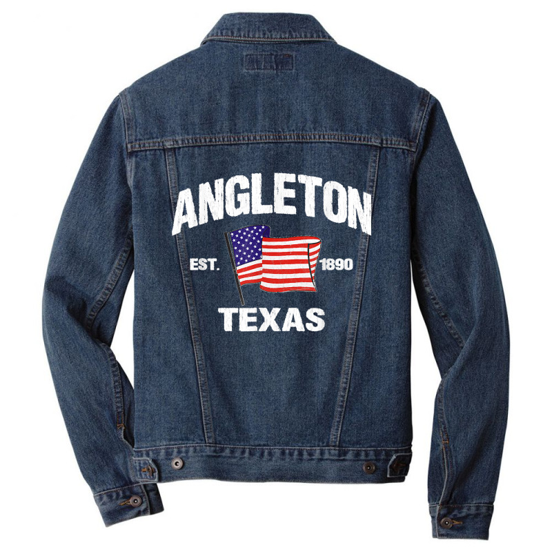 Angleton Texas Tx Usa Stars & Stripes Vintage Style Men Denim Jacket by MandyMOerke | Artistshot